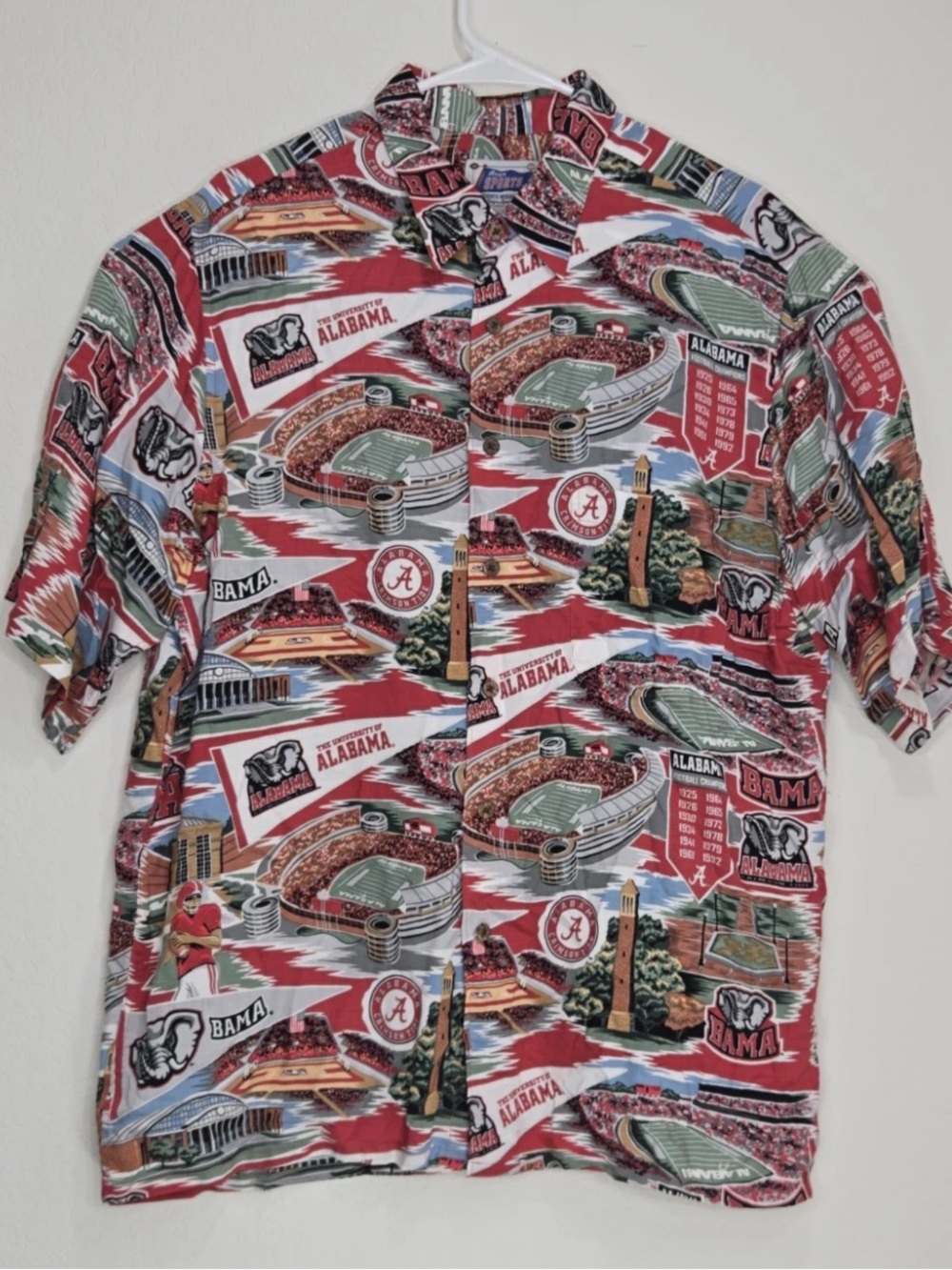 Reyn Spooner University Of Alabama Crimson Tide Hawaiian Shirt Size L Mens